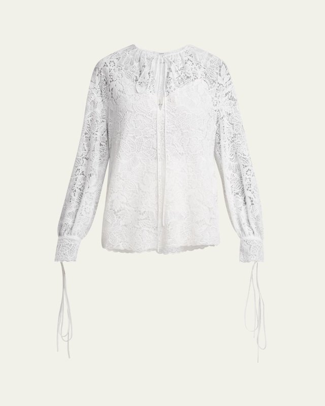 Floral Lace Drawstring Blouse